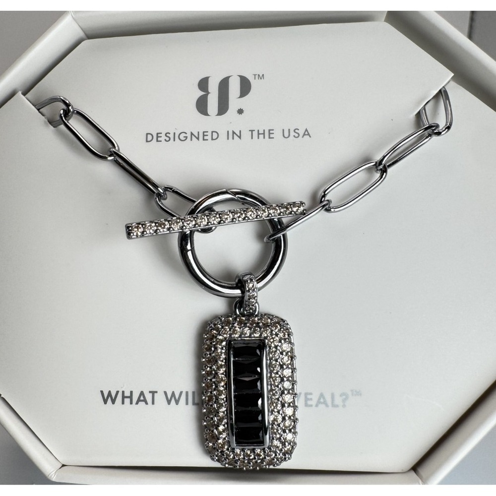 Bomb Party Necklace - NK88724 "She's Giving Trends" Black Onyx CZ On Hematite